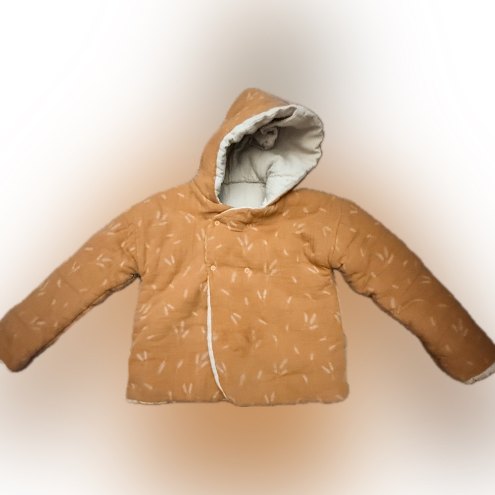 Fin & Vince Harvest Wheat Organic Cotton Hoody Reversible Coat as is